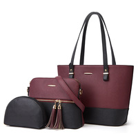 2025 Mode 3 in 1 Mutter Kind Farb blockierende Damen-Einkaufstasche Dreiteiliger Setlow-Preis Damen handtasche Minimalist ische Umhängetasche