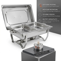 Réchaud de buffet rectangulaire professionnel en acier inoxydable 410 de qualité alimentaire, 9 L, alimenté au combustible, équipement de maintien au chaud des aliments