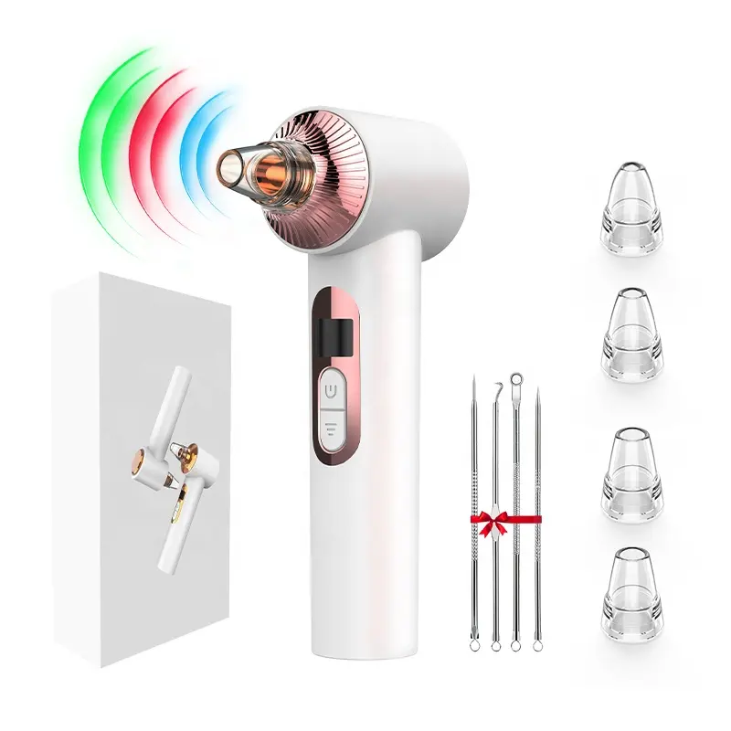 Home Use Rechargeable Electric Nose Pore Vacuum Blackhead Remover Led Light Therapy Whitehead Suction Pore Shrinking