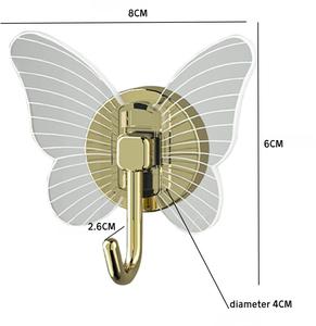 Novelty Heavy-Duty Self-Adhesive Butterfly <strong>Hooks</strong> Plastic Stainless Steel <strong>Wall</strong> <strong>Hooks</strong> Single Living Room Bathroom Shower <strong>Keys</strong> - Product Image 4