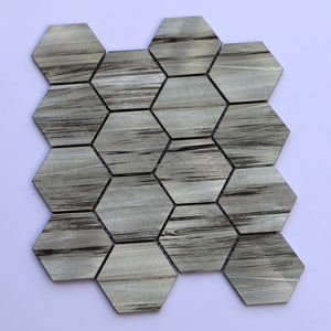 Carreaux de mosaïque en aluminium à jet d'encre imprimés en 3D Décoration de luxe Carreaux de mosaïque en métal hexagonaux <span class=keywords><strong>gris</strong></span> <span class=keywords><strong>clair</strong></span> personnalisés - Product Image 4
