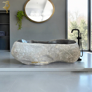 JUNREN Basalt River Stone <strong>Bathtub</strong> for Hotel Bathroom Black Granite <strong>Bathtub</strong> - Product Image 2