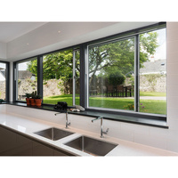 Fenêtre coulissante horizontale multi-panneaux moderne en alliage d'aluminium avec cadre noir pour maison résidentielle européenne - Vue panoramique