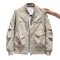 Blouson Bomber Homme Tendance pour l'Automne – Veste Décontractée de Travail avec Fermeture Éclair et Logo Avant, en Toile Coupe-Vent, Style Polyvalent