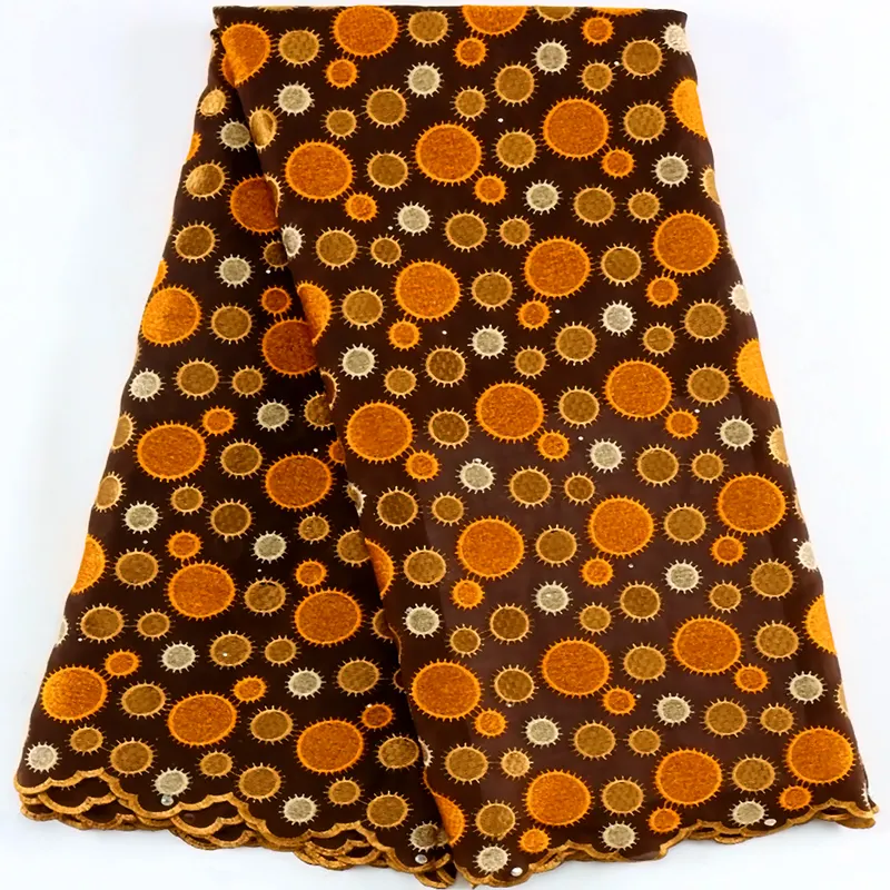 Tecido bordado de renda de tule africano tecido de algodão voile suíço tecido de renda nigeriano para mulheres vestido diário