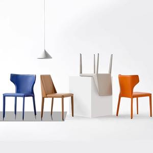 Designer italiano Bege Branco Saddle Leather Dining <span class=keywords><strong>Chair</strong></span> Modern Minimalista Estilo Nórdico com Luxo Leve para Uso Doméstico ou no Hotel - Product Image 6