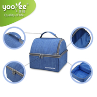 Boîte à lunch en acier inoxydable 304 de 418 ml avec 3 compartiments, conteneur alimentaire isotherme de qualité supérieure, boîte à bento avec pot et sac