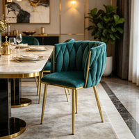 Chaise de café en velours de haute qualité avec pieds en métal pour salon et salle à manger, vente en gros