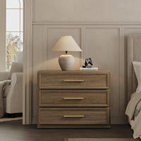 Table de chevet en noyer à 3 tiroirs, grande et haute, meuble de rangement large pour chambre à coucher et salon