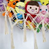 Hamac suspendu pour peluches avec pompons, grand support d'angle en filet pour jouets en peluche, style bohème, pour chambre d'enfant, salle de jeux, chambre des enfants