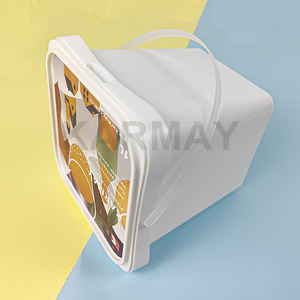 ถ้วยพลาสติกทรงสี่เหลี่ยม750มล. ภาชนะใส่ไอศกรีมทรงกลมทำจากโยเกิร์ตพร้อมช้อนอยู่ด้านใน - Product Image 6