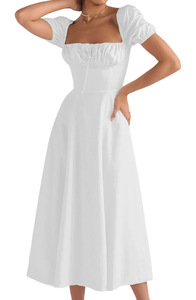 Élégant bureau dame Chic femmes Robe à paillettes respirant tricot Maxi Robe col rond manches courtes taille naturelle pour l'automne - Product Image 5