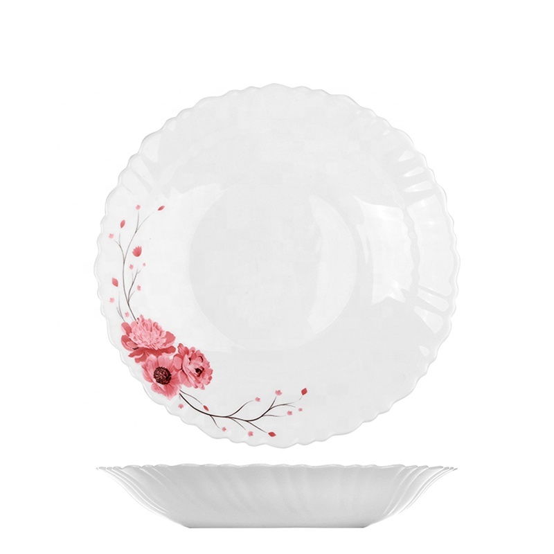 9pouce Assiette à Soupe Avec Fond Profond En Verre Opaline Bien Vendu En Europe En Afrique Plat à Soupe Logo Désign Personnalisé