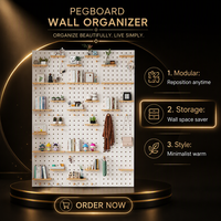 Organisateur mural en bois à crochets, panneau flottant modulaire, étagère de rangement simple et minimaliste pour salon, chambre et chambre d'enfant