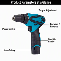 LYUWO Perceuse-visseuse sans fil 21V au lithium, ensemble de visseuses sans balais, perceuse à batterie, perceuse à main, ensemble d'outils électriques