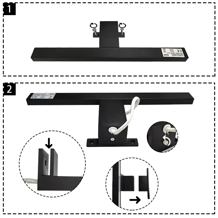 Ev 300Mm 5W 4000K aydınlatma armatürü duvar ışıkları banyo Vanity aydınlatma plastik siyah Led ayna lambaları