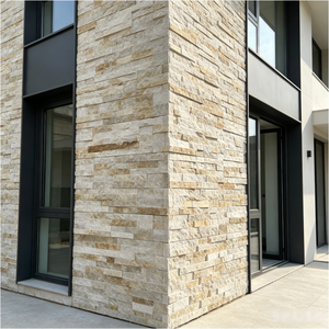 Mattoni in Pietra Naturale Beige Sottile per Rivestimento Murale 18X35 CM con Pietra Impilata a Incastro e Rivestimento in Pietra - Product Image 3