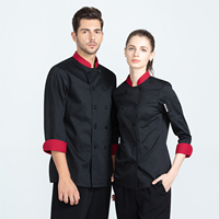 Veste de chef à manches longues de haute qualité en gros pour hôtel et restaurant, uniformes de restaurant et de bar