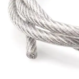 PTFE kabel baja tahan karat berlapis vinil tali kawat pelindung 7x7 Diameter 6mm/8mm, tali kawat sling pvc