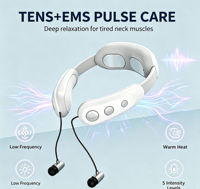 Masseur de cou Bluetooth en gros, appareil de massage EMS TENS vibrant pour le cou et les épaules, dispositif de soulagement portable pour la récupération