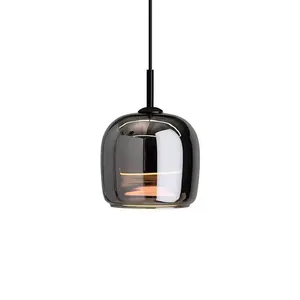 Candelabro LED pequeño de lujo negro para decoración del hogar, lámpara de cristal colgante para cabecera de hotel, isla de cocina, luz colgante de cristal moderna Nórdica