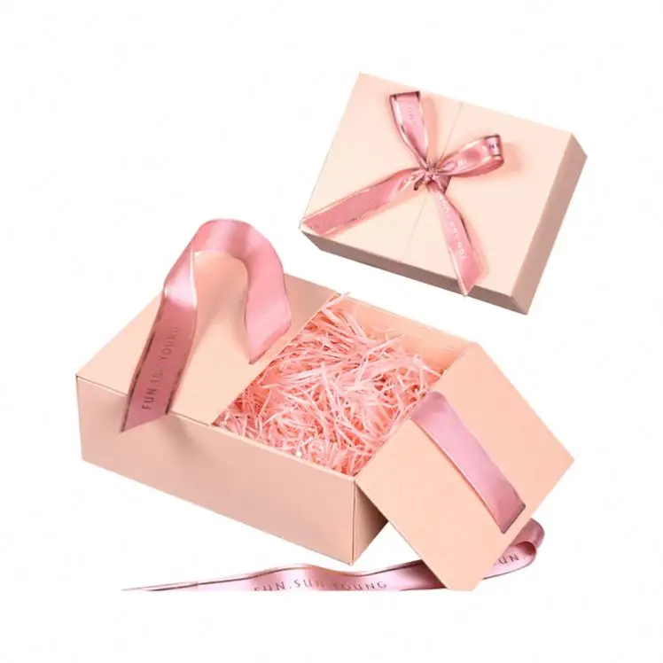Window Wholesale Custom Boxes White Magnetic Ribbon And Gold Wedding Women Gift Box Set
