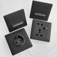 Interrupteur mural électrique bipolaire avec prise universelle USB-C 16A/13A, finition noir mat doux effet peau de bébé, style moderne, facile à installer (normes UK/Allemagne)