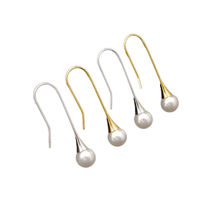 Boucles d'oreilles pendantes en acier inoxydable plaqué or 18 carats pour femmes, mode minimaliste, luxe, mariage, imperméables, avec crochet en perle - Product Image 3