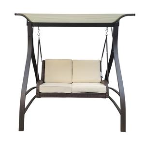 เตียงชิงช้าสวน2ที่นั่งแบบทันสมัยพร้อมทรงพุ่มสไตล์หวายแบบพรีเมี่ยมสำหรับใช้ในลานกลางแจ้ง - Product Image 2