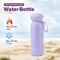 Bouteille d'eau isotherme 24oz avec couvercle en forme de champignon, double paroi, pour randonnée et gym, anti-fuite, en acier inoxydable, avec poignée en silicone