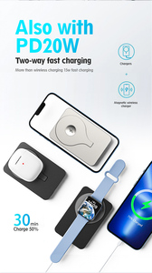 Cargador inalámbrico de Banco de energía magnética de función múltiple súper Delgado 5000 <span class=keywords><strong>mAh</strong></span> 10000mAh para reloj <span class=keywords><strong>airpods</strong></span> y teléfonos - Product Image 3