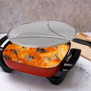 <b>Mesh</b> Splatter Guard for Frying Pan Hot Oil Splash Protection Skin Burns Shield Grease Splatter Screen Steel Oil Splash Guard - Product Image 1