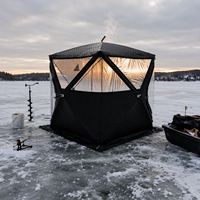 Eisfischen & Sauna-Zelt Outdoor Faltbares Wasserdichtes Pop-up-Heißzelt mit Ofen Tragbares Quadratisches Winter-Campingzelt