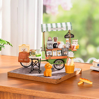 Kit artisanal Robotime Rolife, jouets à assembler DG182, chariot à café aromatique, maison miniature en bois 3D à faire soi-même