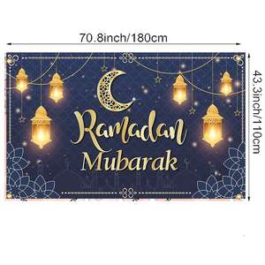 Bannière <span class=keywords><strong>de</strong></span> fond en polyester Ramadan Mubarak, pancarte musulmane Kareem, fond pour photomaton, fournitures pour fêtes à domicile - Product Image 2