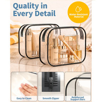 Sac de voyage cosmétique et de toilette transparent personnalisé, étanche, avec fermeture éclair, pour le rangement et l'organisation en gros