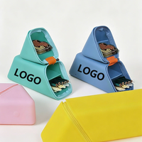 Sac de rangement personnalisé, étui à stylos en silicone imperméable, porte-stylos souple, sac de papeterie pour enfant, cadeau promotionnel avec fermeture à glissière