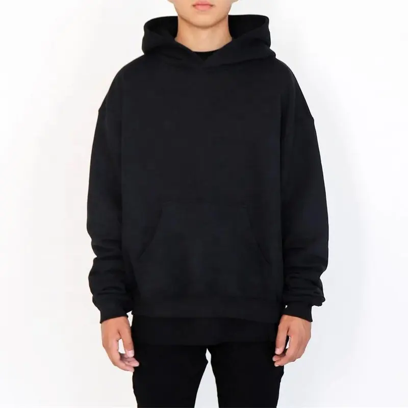 Yanlu เสื้อผ้าผ้าฝ้าย100% ขนแกะสีดำ Hoodie Sweatshirt Custom Hip Hop ขนาดใหญ่ที่ว่างเปล่า Hoodie