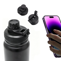 Nouvelle Tendance 2024 : Bouteille d'Eau Isotherme et Thermos Magnétiques Portables pour la Course avec Support Téléphone Magnétique Intégré au Couvercle, Logo Personnalisable