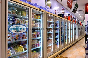 Congélateur commercial à économie d'énergie pour aliments surgelés, vitrine de supermarché, réfrigérateur vertical avec portes vitrées - Product Image 3
