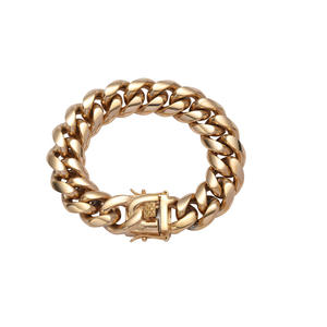 Pulsera de cadena cubana de acero inoxidable para hombre, joyería chapada en oro, 8 pulgadas, 18 mm - Product Image 6