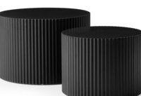 Ensemble de 2 tables gigognes modernes en MDF, table basse pour salon, meubles noirs, écologiques et à hauteur réglable, livraison gratuite
