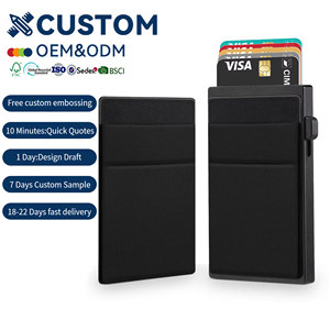 Bán buôn tối giản thẻ trường hợp Ví siêu mỏng kim loại nhôm Ví RFID chặn tự động Pop Up chủ thẻ tín dụng ví - Product Image 1