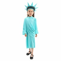 Conjunto de disfraz de la Estatua de la Libertad para niños, disfraz de cosplay, disfraz para actuaciones, antorcha azul incluida