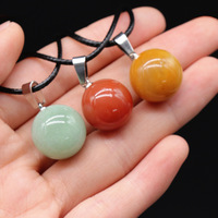 Colliers pendentifs goutte d'eau ronds en pierres et cristaux naturels de 16 mm, pour la guérison, la décoration intérieure, les accessoires d'artisanat en cristal Reiki