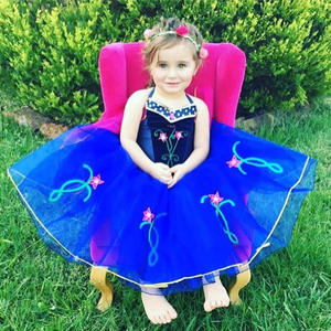 Fille Cosplay Snow Queen Princesse Costume Anna Robe Costume Avec Couronne Baguette Gant <span class=keywords><strong>Accessoires</strong></span> HCGD-010 - Product Image 5