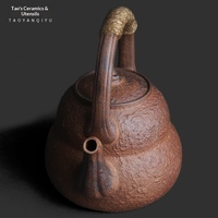 Théière en céramique de style chinois vintage, en argile minérale, avec poignée en forme de gourde, pour cérémonie du thé Kung Fu, luxe léger, style rétro rock.