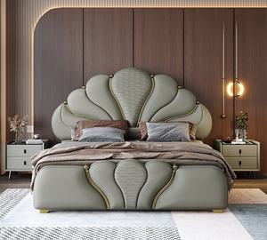 Cama Doble de Acero Inoxidable de Alta Calidad, Tapizada en Cuero Sintético, Estructura de Madera para Cama King o Queen, Juego de Dormitorio Principal - Product Image 3