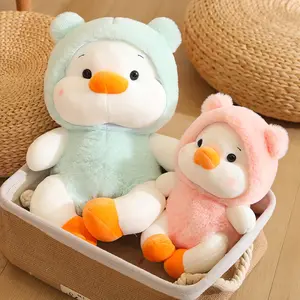 A Dressed Camellia Duck Duck Plush Pillow Custom Animal Pillow Plush Toys Crazy Duck Doll