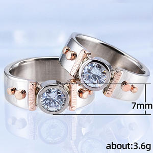 Anello di Fidanzamento F335 in Argento Placcato Oro Rosa con Diamante Coltivato in Laboratorio Taglio Brillante Rotondo, Gioiello Unisex - Product Image 2